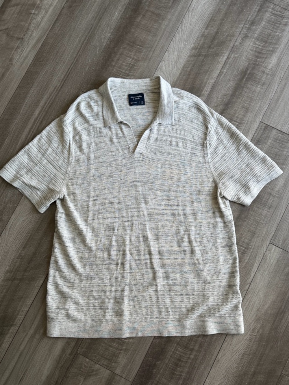 Abercrombie & Fitch Mens Sz XL Textured Johnny Collar Sweater Polo Light Gray